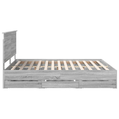 Bed Frame with Drawer Grey Sonoma 180 x 200 cm Engineer Wood