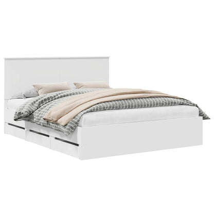 Bed Frame with Drawer White 160 x 200 cm Engineer Wood