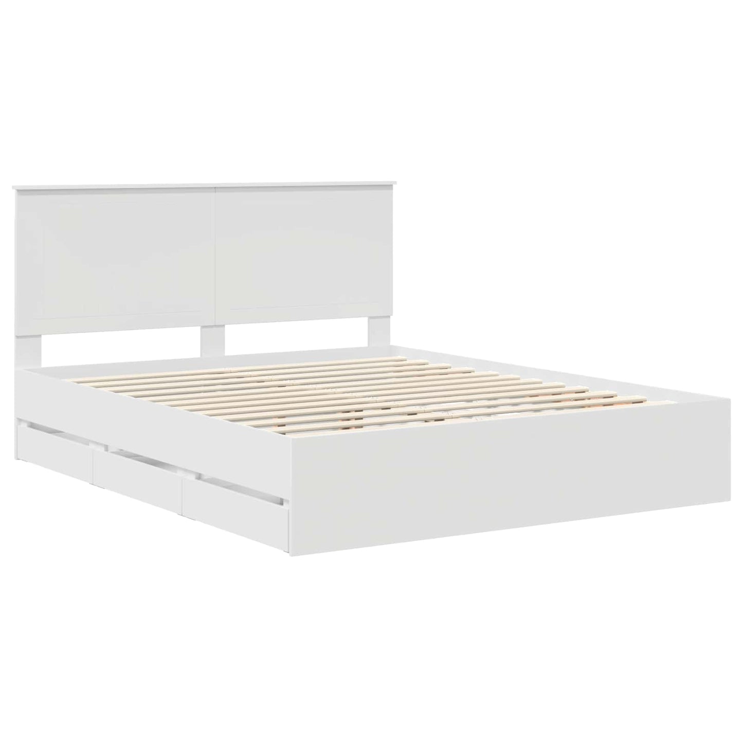 Bed Frame with Drawer White 160 x 200 cm Engineer Wood