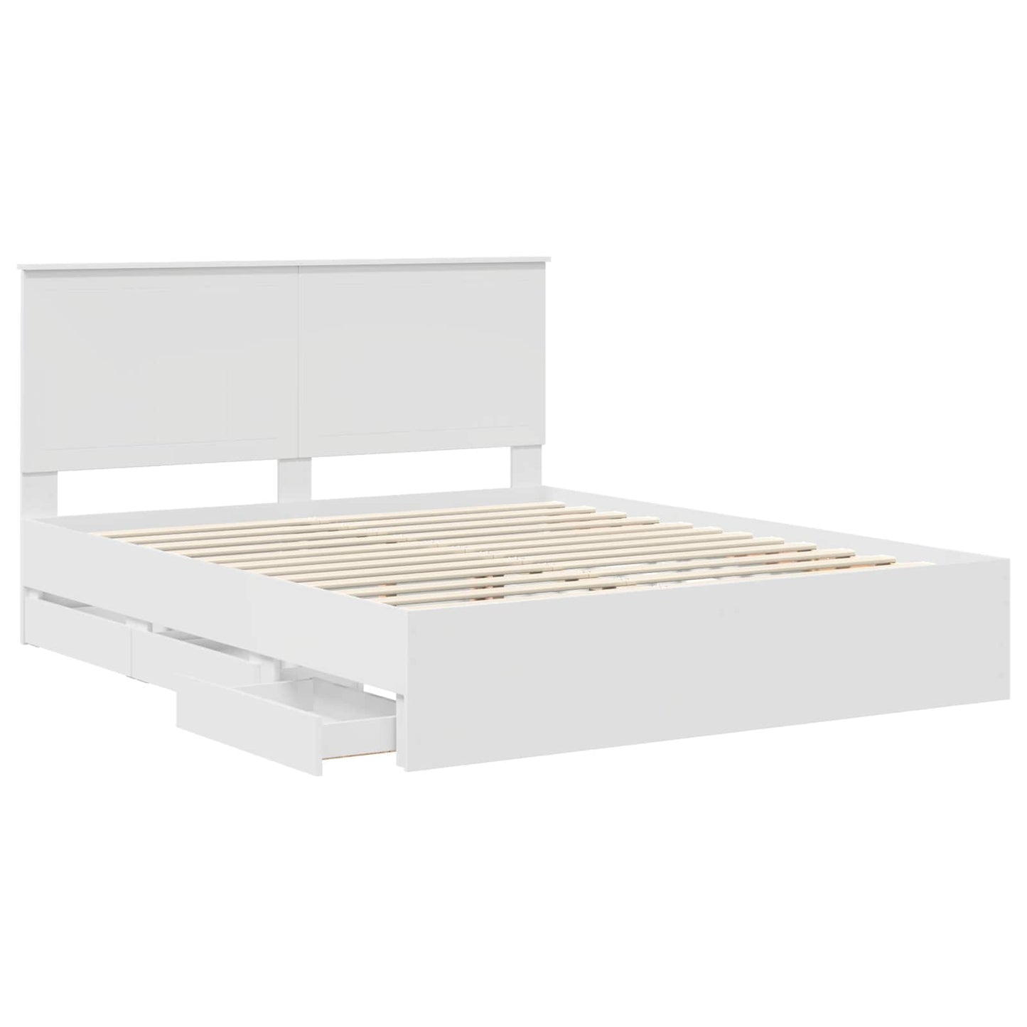 Bed Frame with Drawer White 160 x 200 cm Engineer Wood