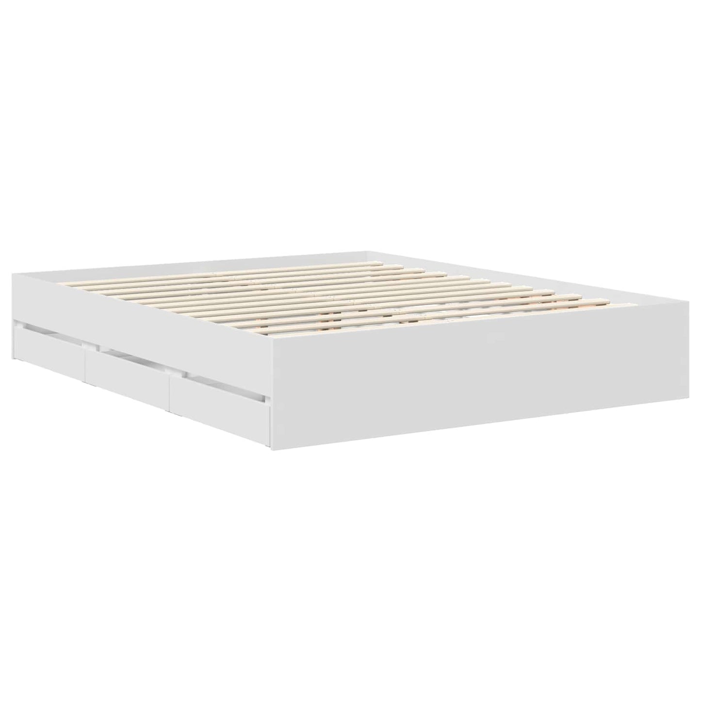 Bed Frame with Drawer White 160 x 200 cm Engineer Wood