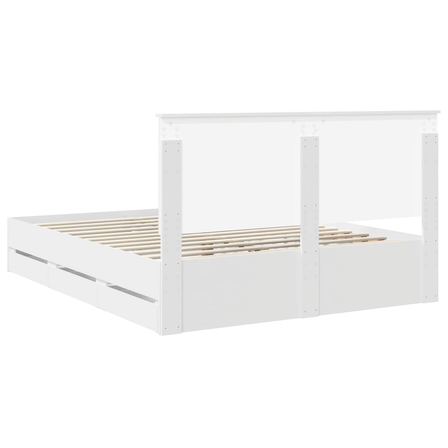 Bed Frame with Drawer White 160 x 200 cm Engineer Wood