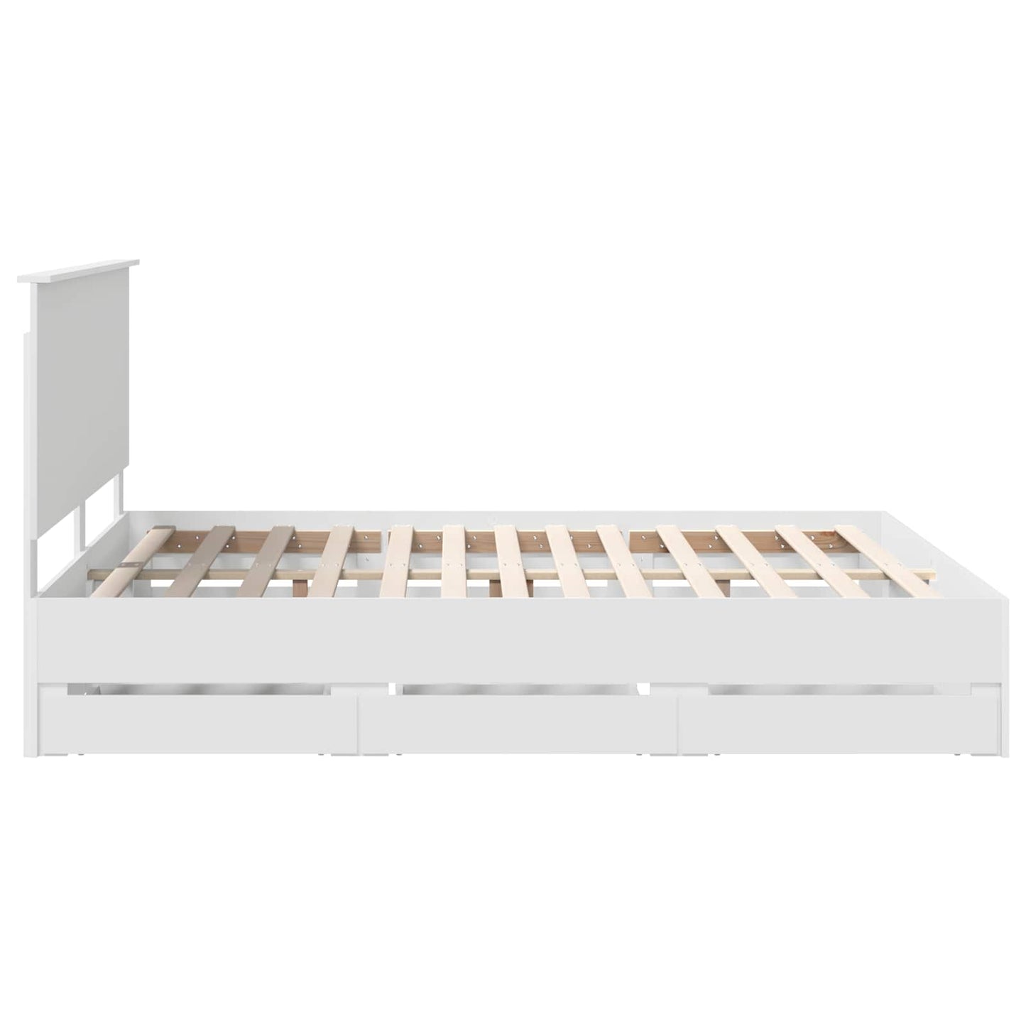 Bed Frame with Drawer White 160 x 200 cm Engineer Wood