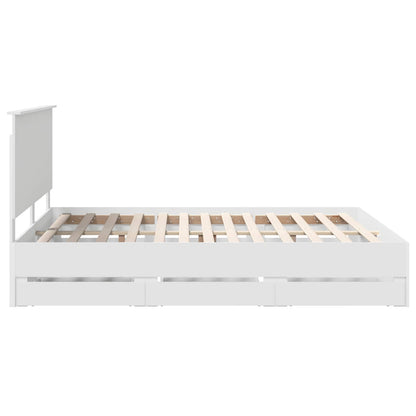 Bed Frame with Drawer White 160 x 200 cm Engineer Wood
