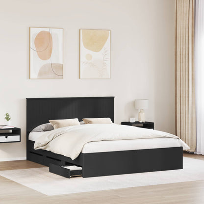 Bed Frame with Drawer Black 160 x 200 cm Engineer Wood