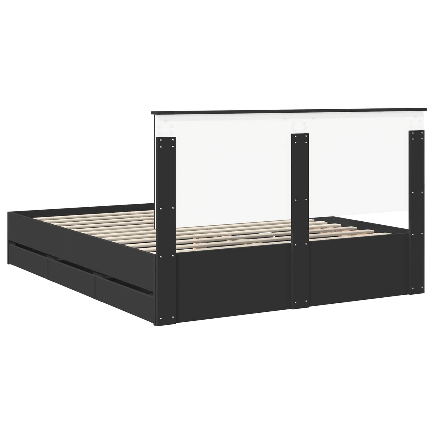 Bed Frame with Drawer Black 160 x 200 cm Engineer Wood