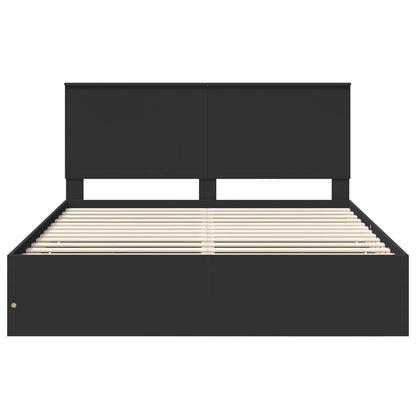 Bed Frame with Drawer Black 160 x 200 cm Engineer Wood