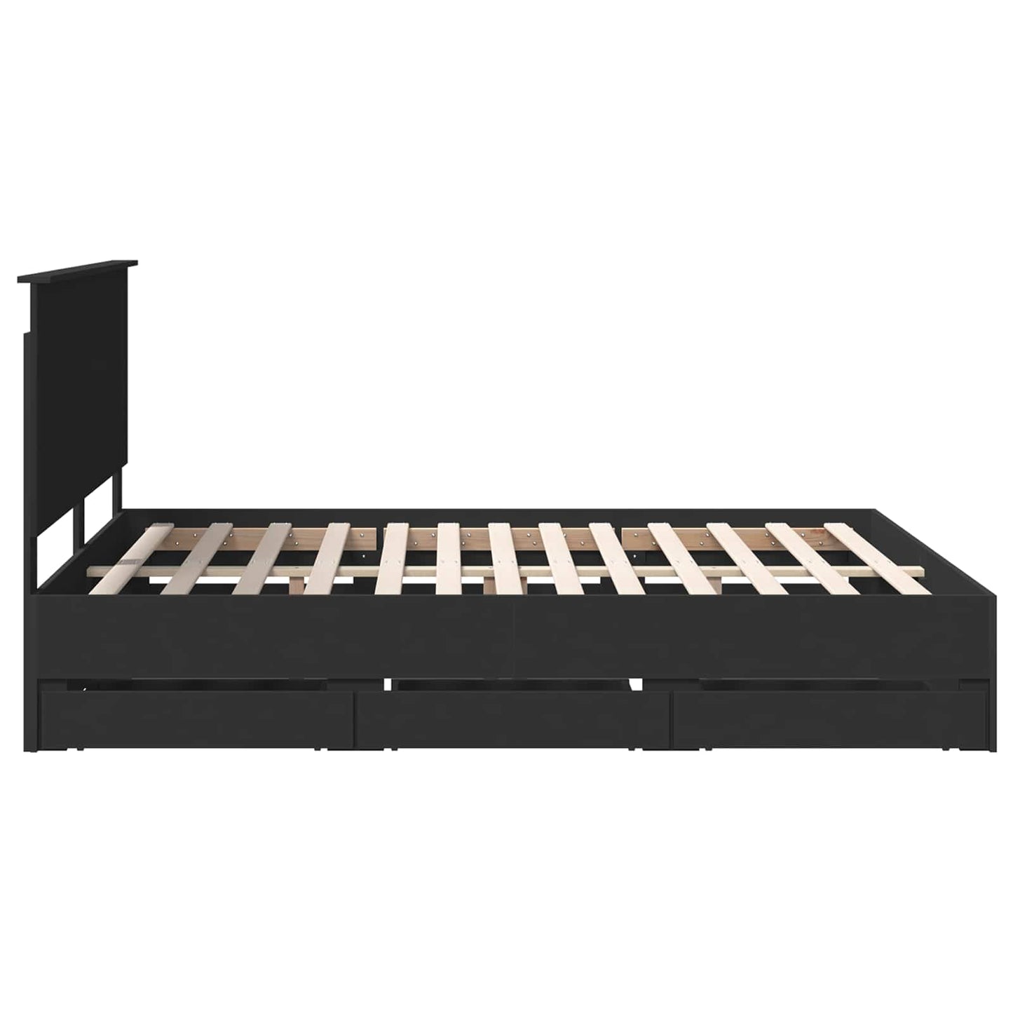 Bed Frame with Drawer Black 160 x 200 cm Engineer Wood