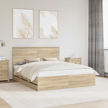 Bed Frame with Drawer Sonoma Oak 160 x 200 cm Engineer Wood