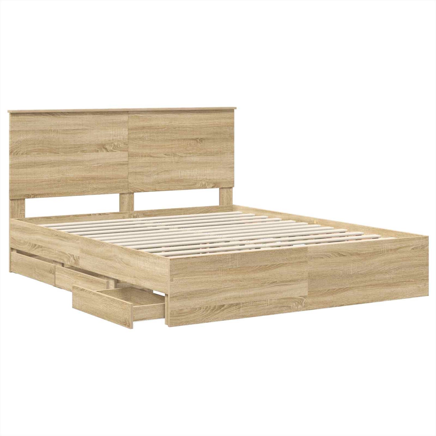Bed Frame with Drawer Sonoma Oak 160 x 200 cm Engineer Wood