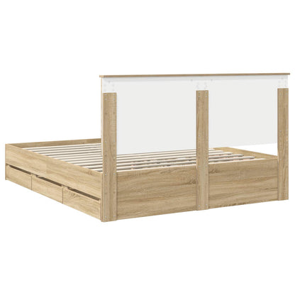 Bed Frame with Drawer Sonoma Oak 160 x 200 cm Engineer Wood