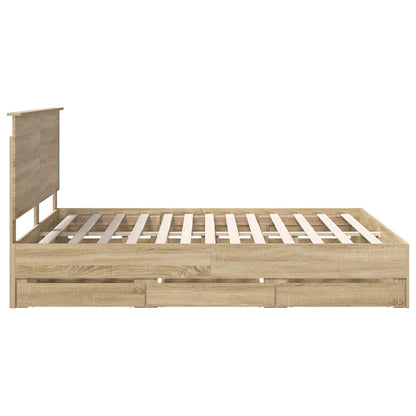 Bed Frame with Drawer Sonoma Oak 160 x 200 cm Engineer Wood