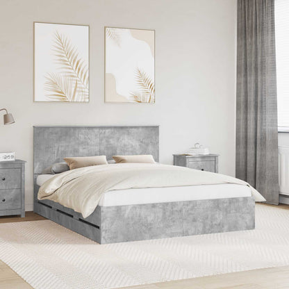 Bed Frame with Drawer Concrete Grey 160 x 200 cm Engineer Wood