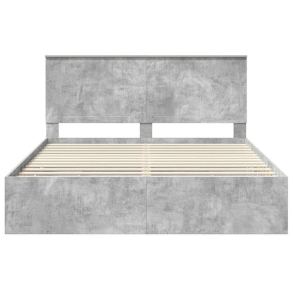 Bed Frame with Drawer Concrete Grey 160 x 200 cm Engineer Wood