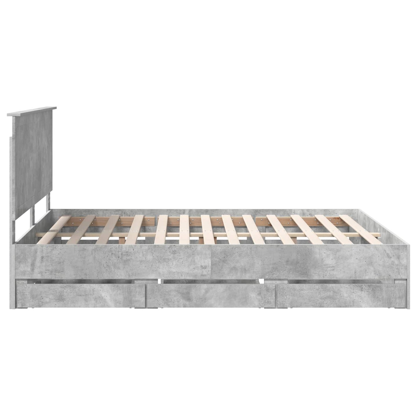 Bed Frame with Drawer Concrete Grey 160 x 200 cm Engineer Wood
