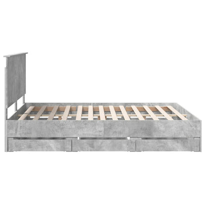 Bed Frame with Drawer Concrete Grey 160 x 200 cm Engineer Wood