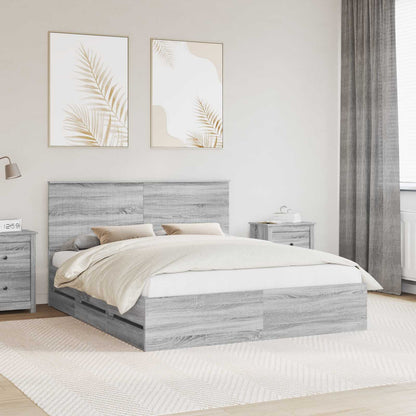 Bed Frame with Drawer Grey Sonoma 160 x 200 cm Engineer Wood