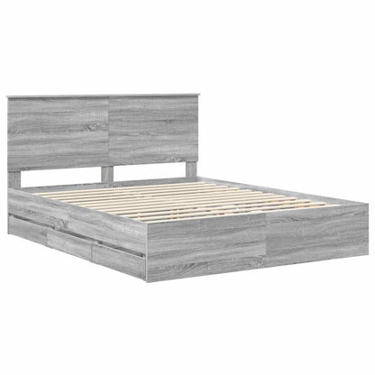 Bed Frame with Drawer Grey Sonoma 160 x 200 cm Engineer Wood