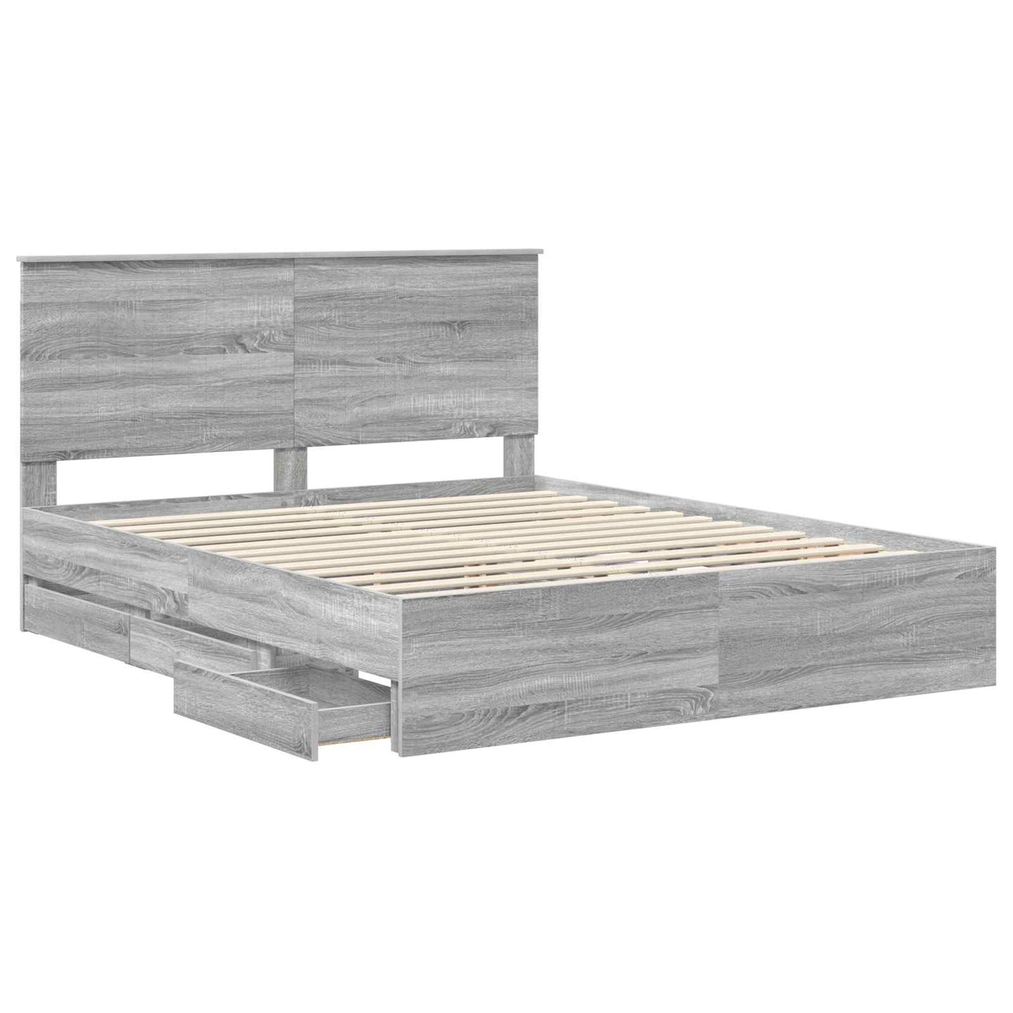 Bed Frame with Drawer Grey Sonoma 160 x 200 cm Engineer Wood