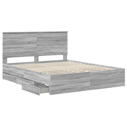 Bed Frame with Drawer Grey Sonoma 160 x 200 cm Engineer Wood