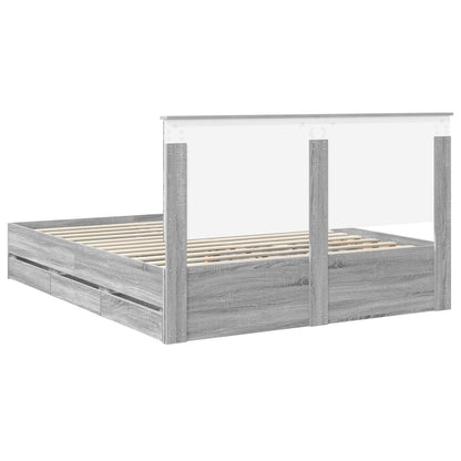Bed Frame with Drawer Grey Sonoma 160 x 200 cm Engineer Wood
