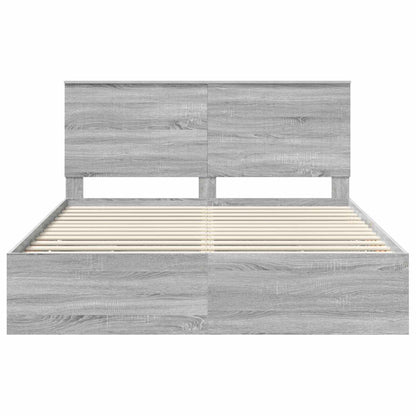 Bed Frame with Drawer Grey Sonoma 160 x 200 cm Engineer Wood