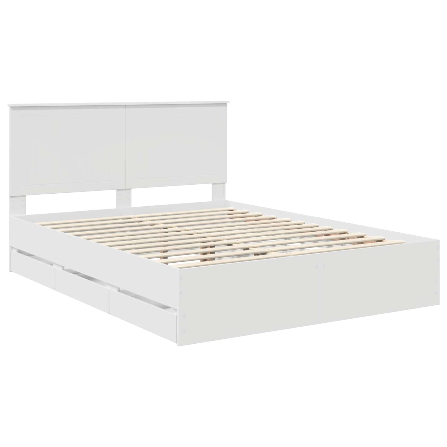 Bed Frame with Drawer White 150 x 200 cm Engineer Wood