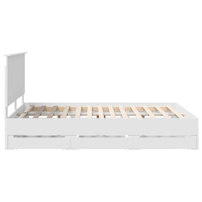 Bed Frame with Drawer White 150 x 200 cm Engineer Wood