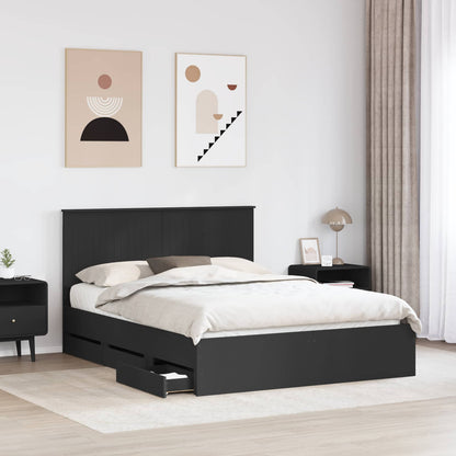 Bed Frame with Drawer Black 150 x 200 cm Engineer Wood