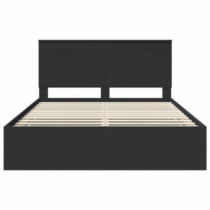 Bed Frame with Drawer Black 150 x 200 cm Engineer Wood
