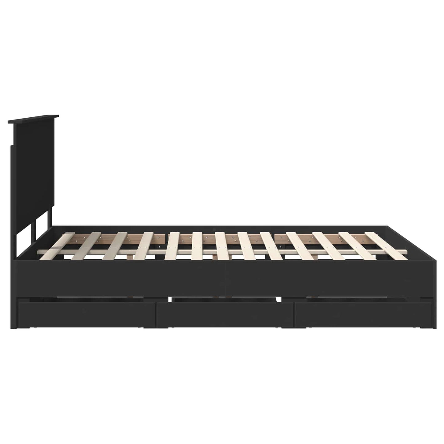 Bed Frame with Drawer Black 150 x 200 cm Engineer Wood