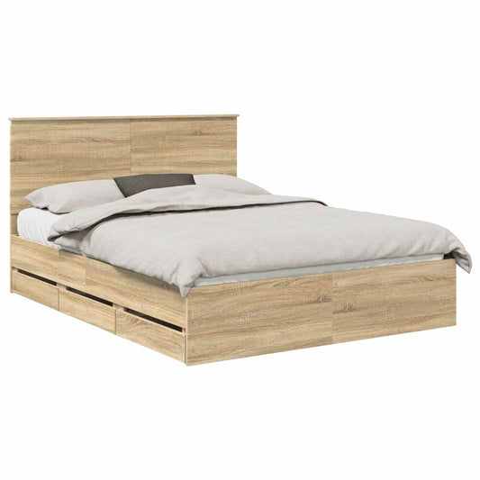 Bed Frame with Drawer Sonoma Oak 150 x 200 cm Engineer Wood