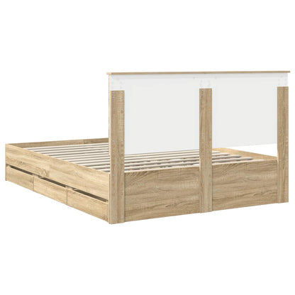 Bed Frame with Drawer Sonoma Oak 150 x 200 cm Engineer Wood