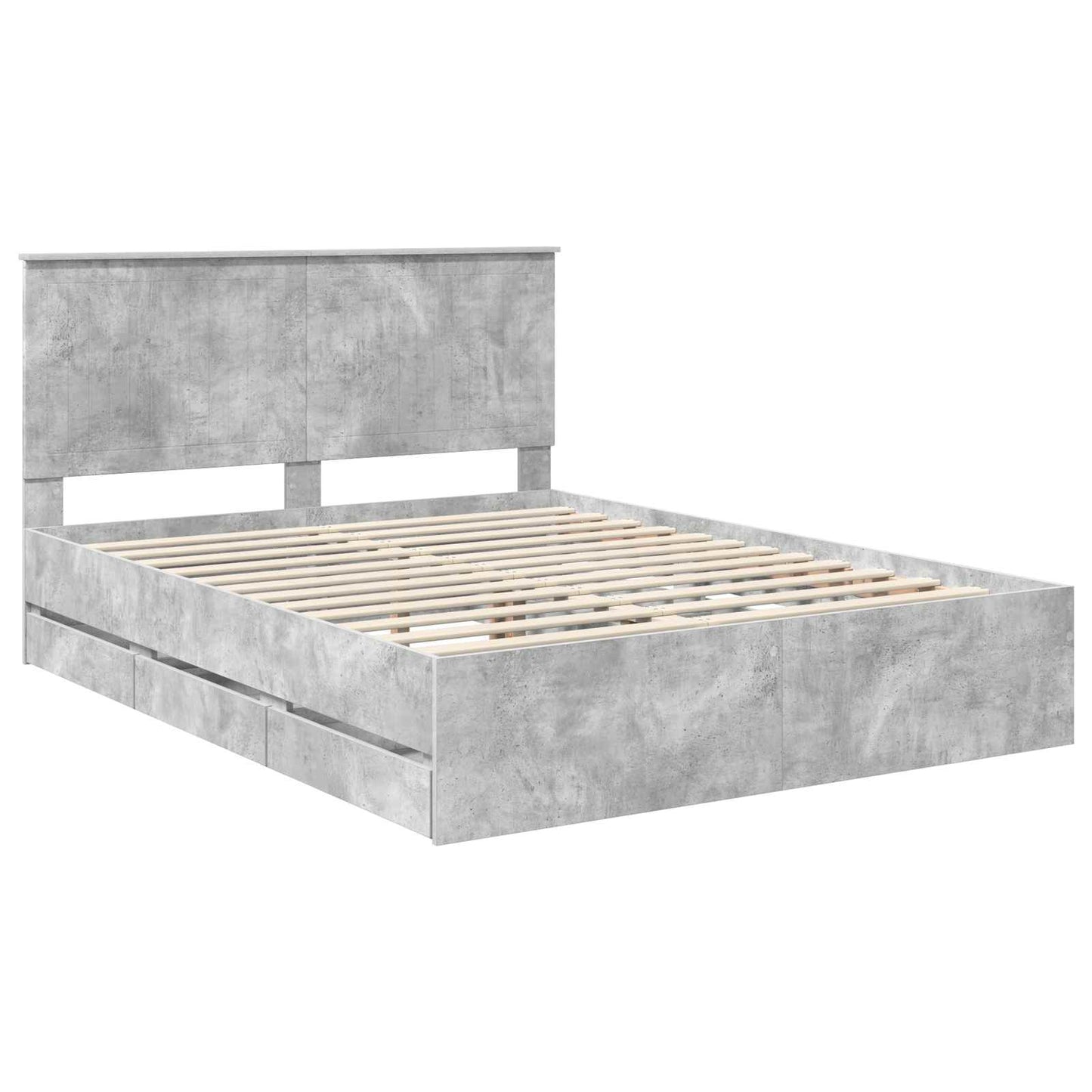 Bed Frame with Drawer Concrete Grey 150 x 200 cm Engineer Wood