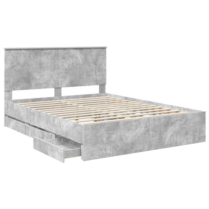 Bed Frame with Drawer Concrete Grey 150 x 200 cm Engineer Wood