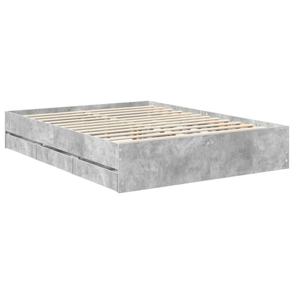 Bed Frame with Drawer Concrete Grey 150 x 200 cm Engineer Wood