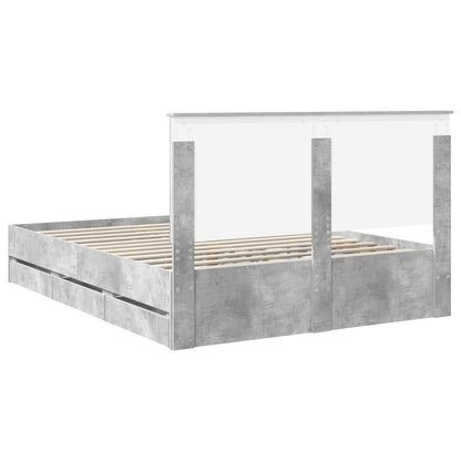 Bed Frame with Drawer Concrete Grey 150 x 200 cm Engineer Wood