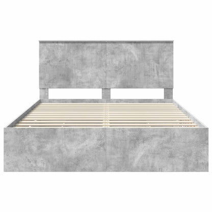 Bed Frame with Drawer Concrete Grey 150 x 200 cm Engineer Wood