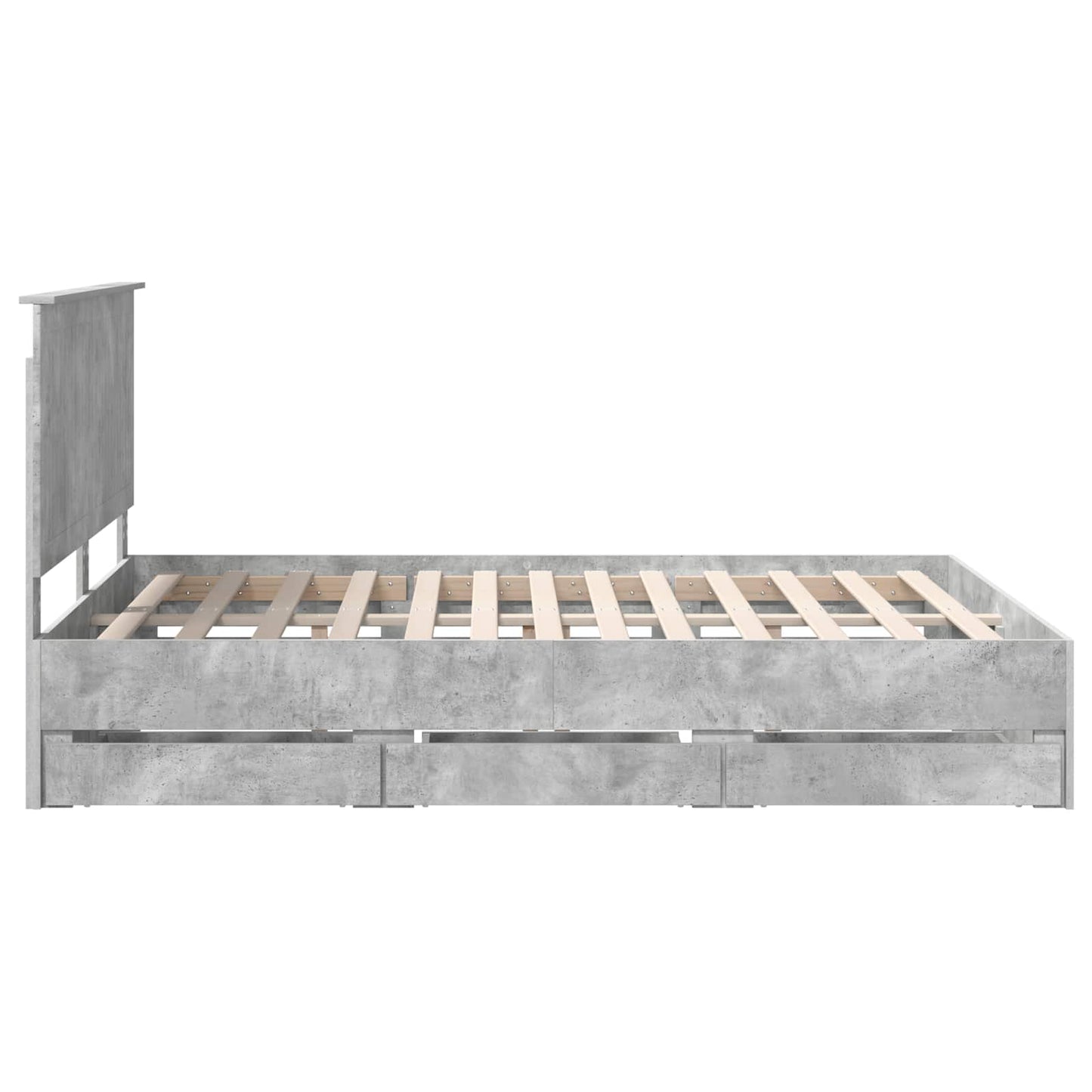 Bed Frame with Drawer Concrete Grey 150 x 200 cm Engineer Wood