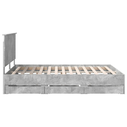 Bed Frame with Drawer Concrete Grey 150 x 200 cm Engineer Wood