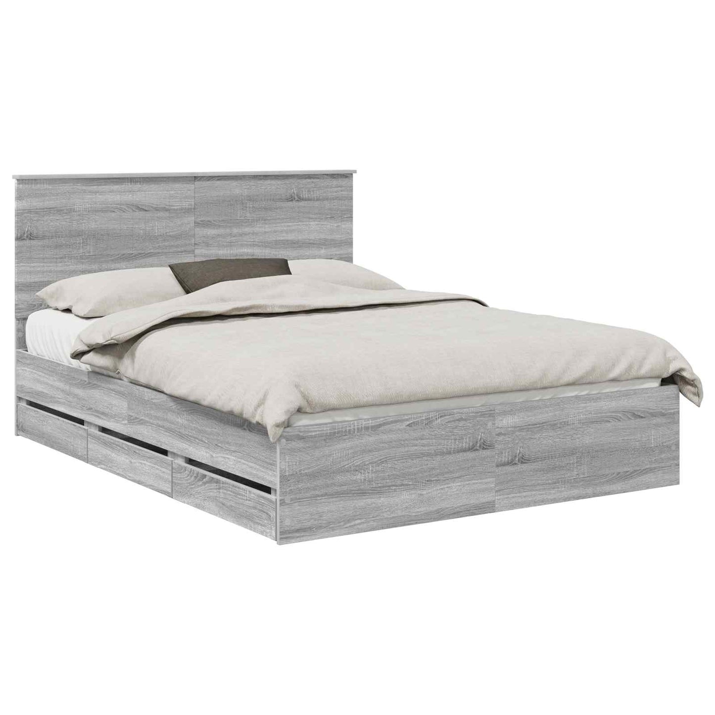 Bed Frame with Drawer Grey Sonoma 150 x 200 cm Engineer Wood