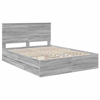 Bed Frame with Drawer Grey Sonoma 150 x 200 cm Engineer Wood