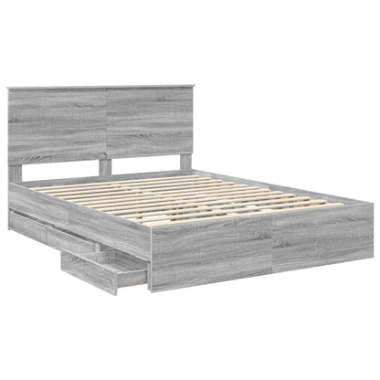 Bed Frame with Drawer Grey Sonoma 150 x 200 cm Engineer Wood