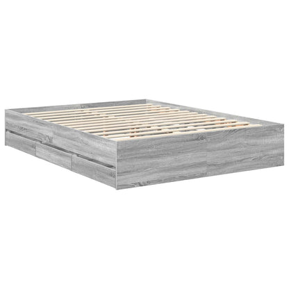 Bed Frame with Drawer Grey Sonoma 150 x 200 cm Engineer Wood