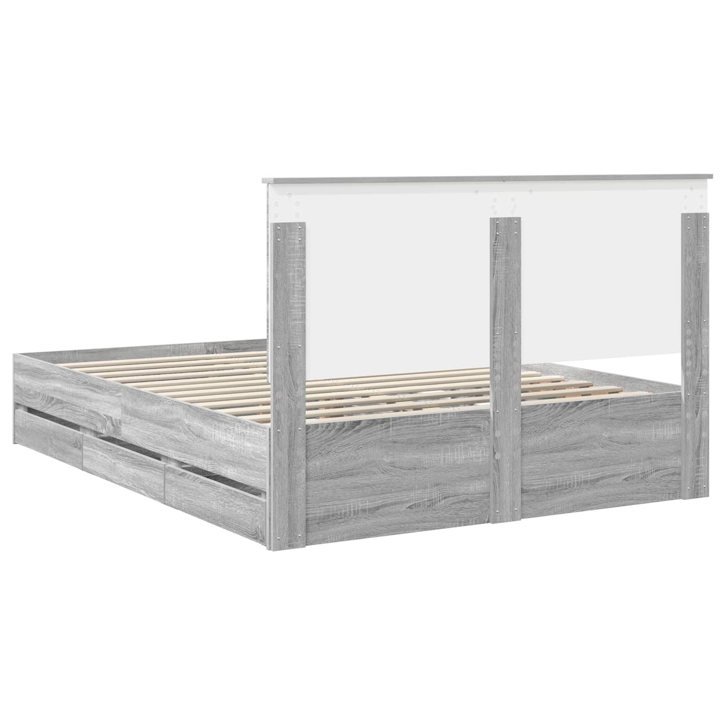 Bed Frame with Drawer Grey Sonoma 150 x 200 cm Engineer Wood