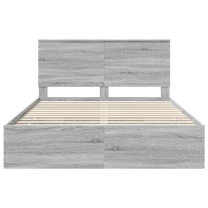 Bed Frame with Drawer Grey Sonoma 150 x 200 cm Engineer Wood