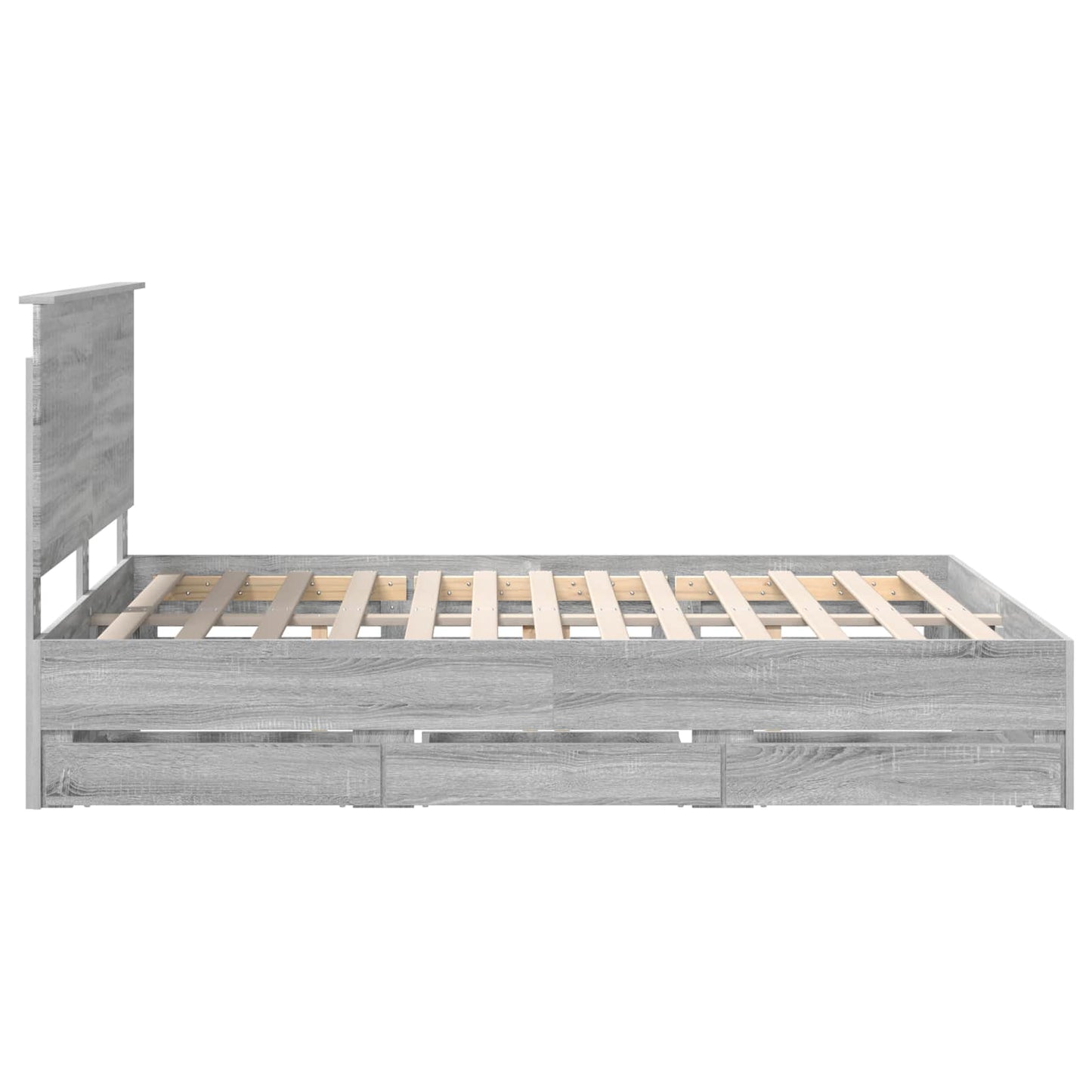 Bed Frame with Drawer Grey Sonoma 150 x 200 cm Engineer Wood