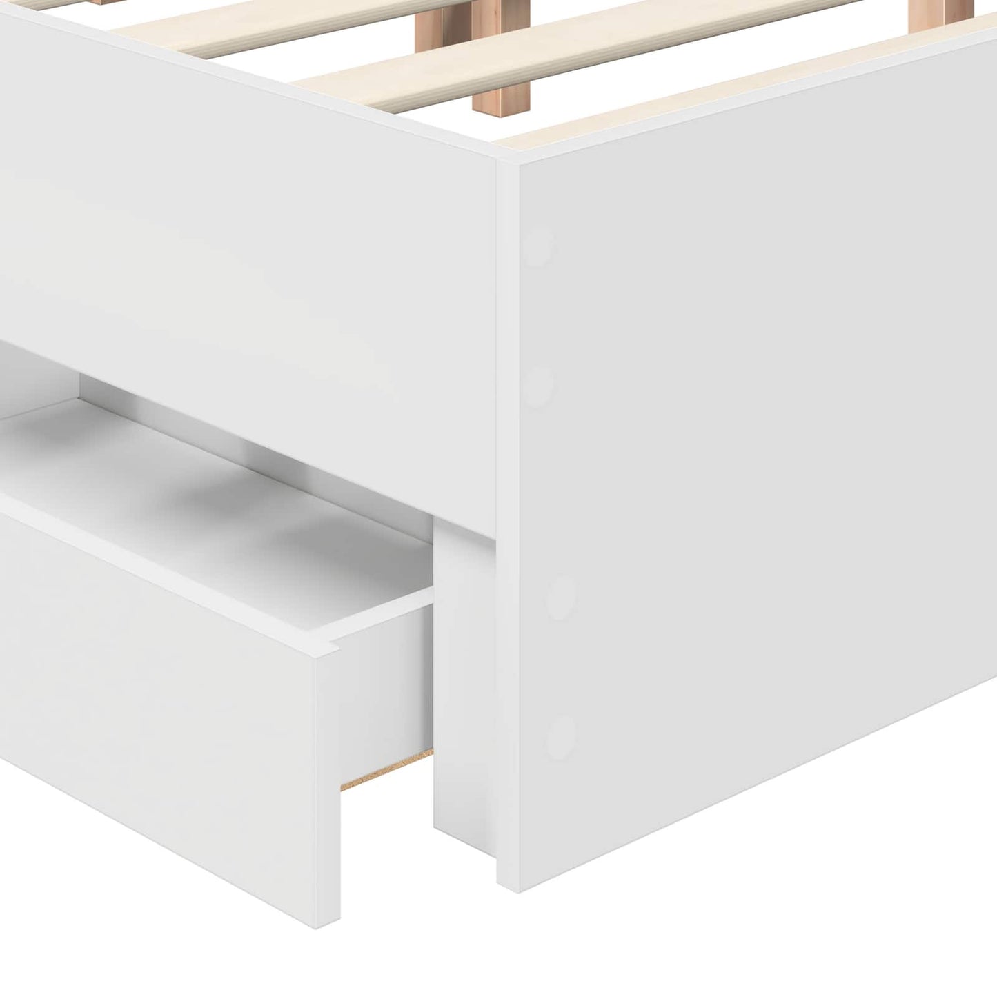 Bed Frame with Drawer White 140 x 190 cm Engineer Wood