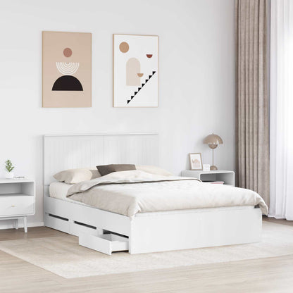 Bed Frame with Drawer White 140 x 190 cm Engineer Wood