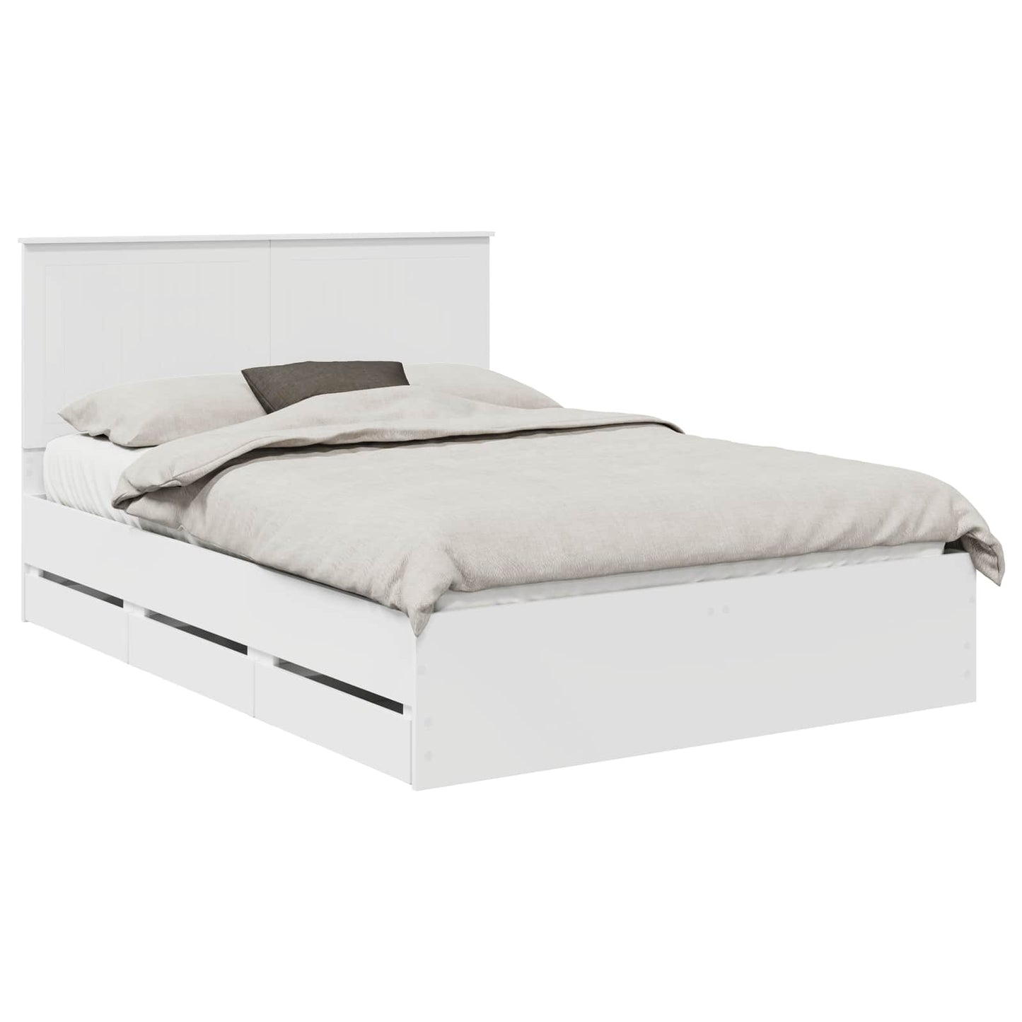 Bed Frame with Drawer White 140 x 190 cm Engineer Wood